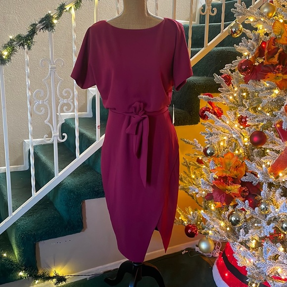 Kensie
Textured Knit Boat Neck Self-Tie Waist Short Sleeve Blouson Dress - Picture 3 of 12